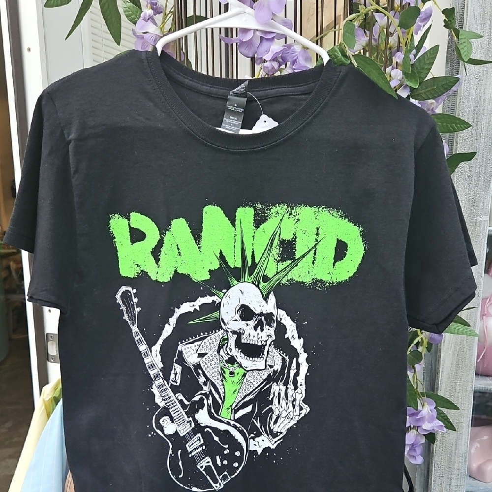 PUNK ROCK RANCID ROCKER Black and Green Short Sleeve Tees with Graphic Designs